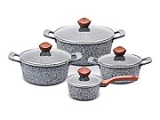 PROMIS Set of pots GRANITE  saucepan 16 cm  pots 20 24 28 brown handles_1