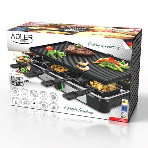 Adler | AD 6616 | Raclette - electric grill | Table | 1400 W | Black/Stainless steel_8