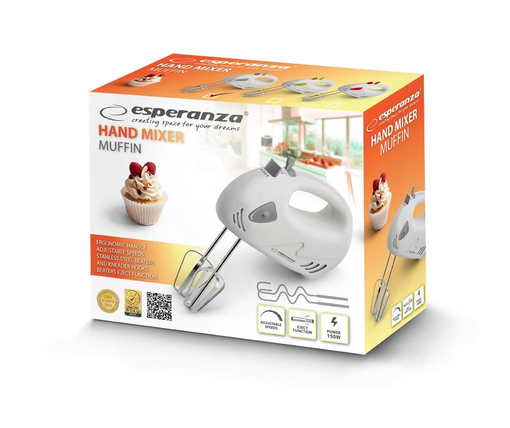 Esperanza EKM007WE mixer Hand mixer Gray  White 150 W_3