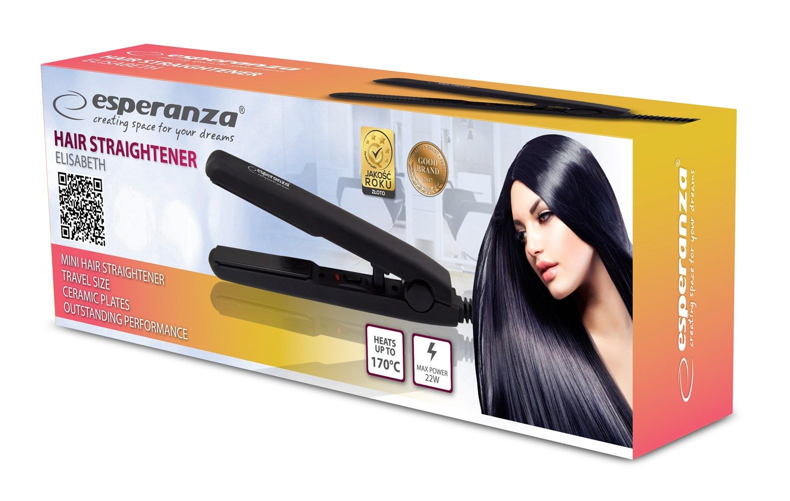 Esperanza EBP008 hair styling tool Straightening iron Warm Black 22 W_4