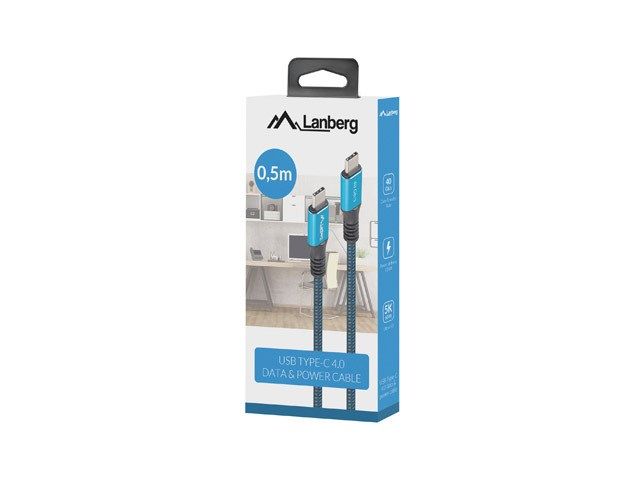 Lanberg CA-CMCM-45CU-0005-BK USB cable 0.5 m USB4 Gen 2x2 USB C Black  Blue_6