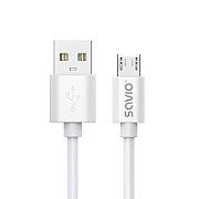 USB cable 3 m USB 2.0  USB A  - Micro USB White SAVIO CL-167_1