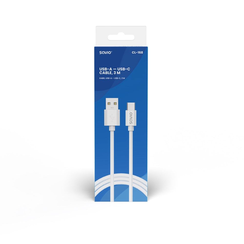 USB cable 2 m USB 2.0  USB A - USB C White SAVIO CL-168_2