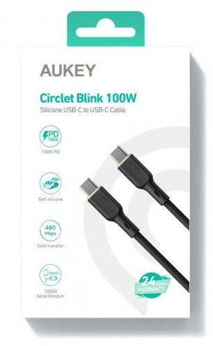 AUKEY CB-SCC101 USB-C Type-C Power Delivery PD 100W 5A 1m Silikon Black_9