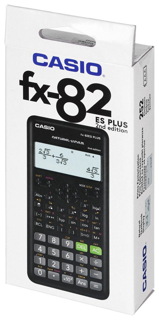 CASIO FX-82ESPLUS-2 CALCULATOR SCIENTIFIC  252 FUNCTIONS  77X162MM  BLACK  BOX_10