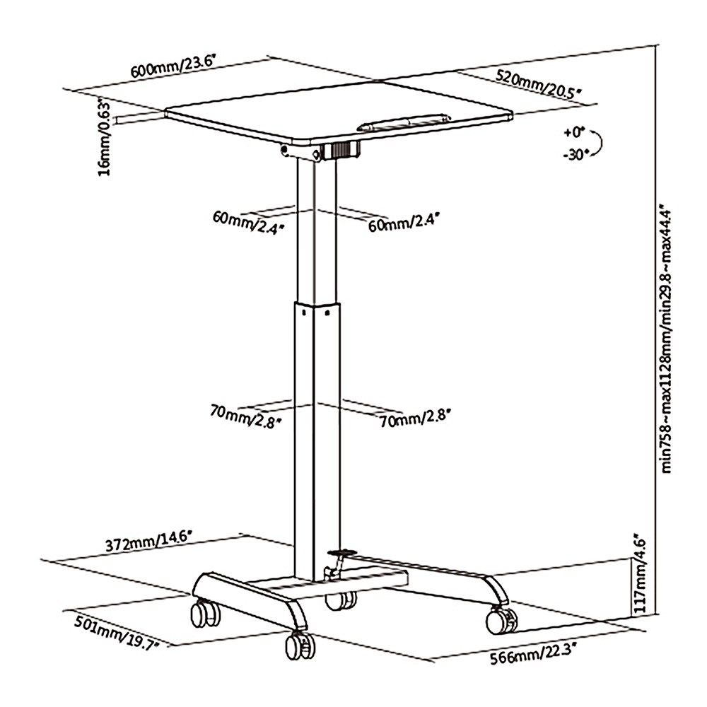 Maclean Laptop Table  Height Adjustable  for Standing Up Work  Max Height 113cm  MC-892B_4