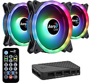 Aerocool DUO12PRO Kit 3xFan 12cm ARGB LED Dual Ring Antivibration 6 Pins Black_1