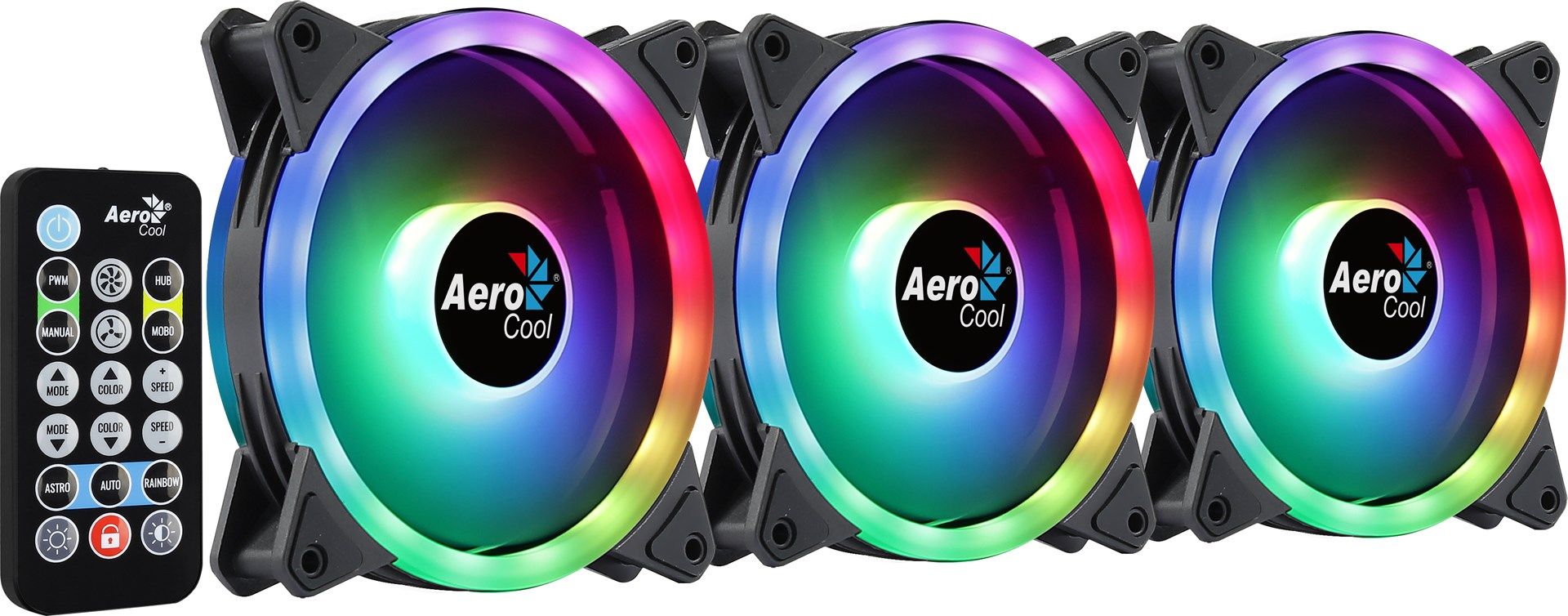 Aerocool DUO12PRO Kit 3xFan 12cm ARGB LED Dual Ring Antivibration 6 Pins Black_3