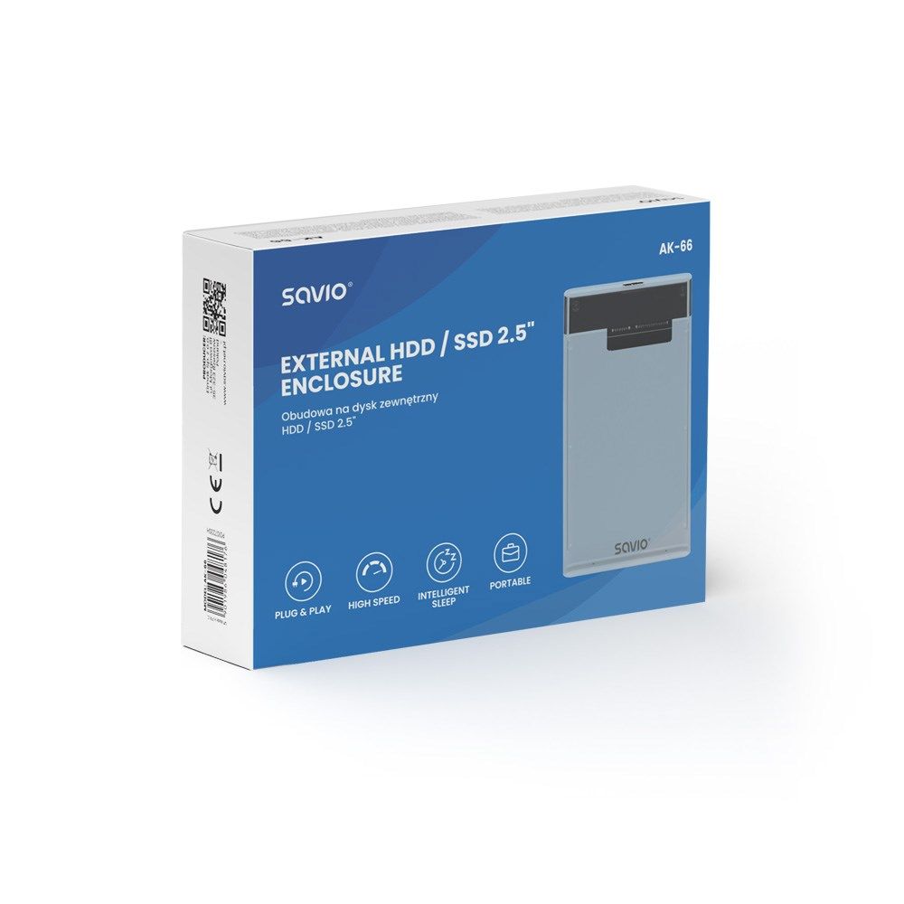 Savio 2.5  External HDD/SSD enclosure  USB 3.0  transparent  AK-66_3