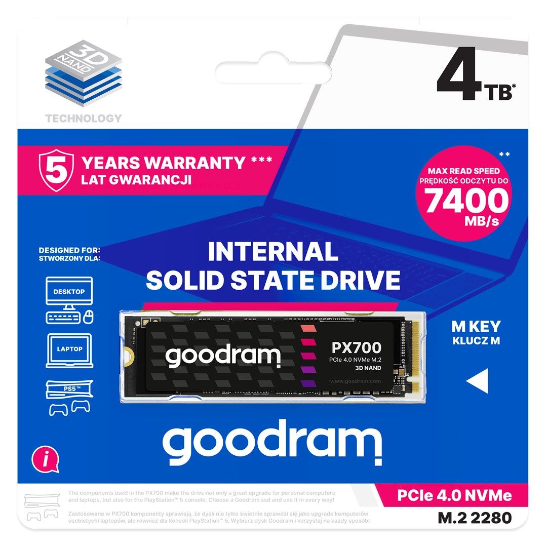 Goodram PX700 SSD SSDPR-PX700-04T-80 internal solid state drive M.2 4.1 TB PCI Express 4.0 3D NAND NVMe_2