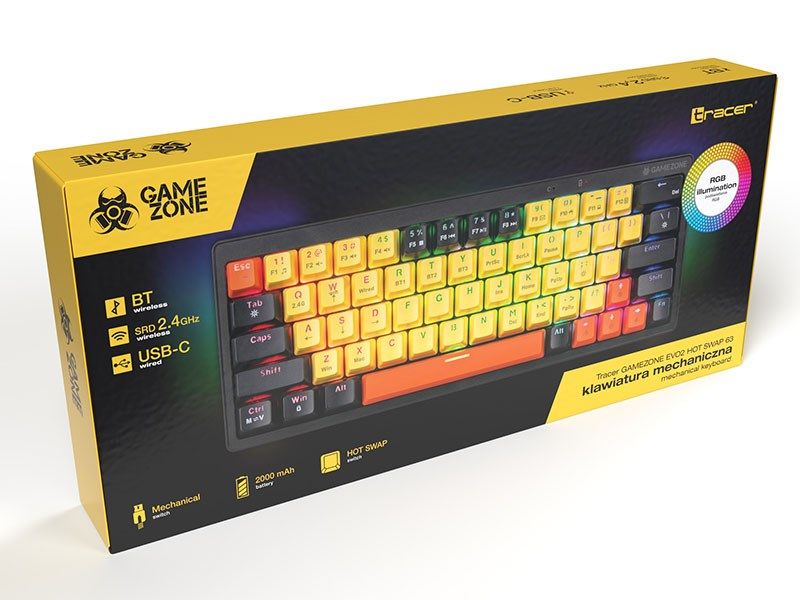 Mechanical keyboard Tracer GAMEZONE EVO2 HOT SWAP 63 (Yellow) TRAKLA47302_3