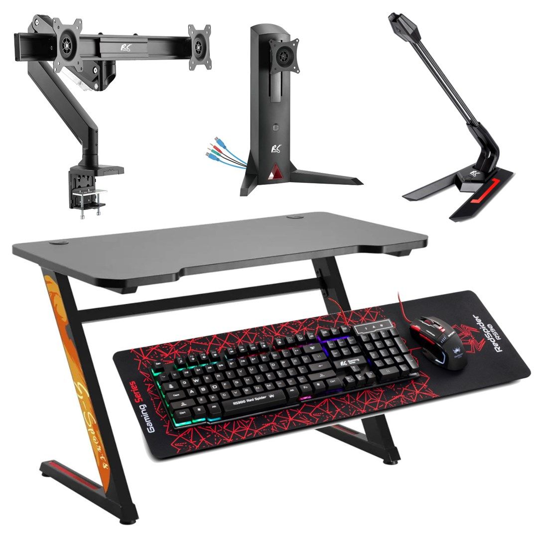 NanoRS RS120 Gaming Computer Desk  Modern Design  Light and Stable ( 50kg max load)  Black & Orange_3