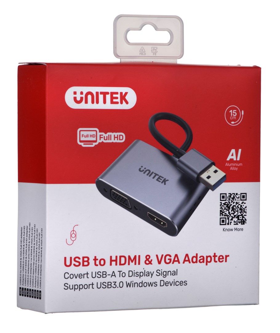 UNITEK ADAPTER USB-A - HDMI & VGA  FULL HD  M/F_3