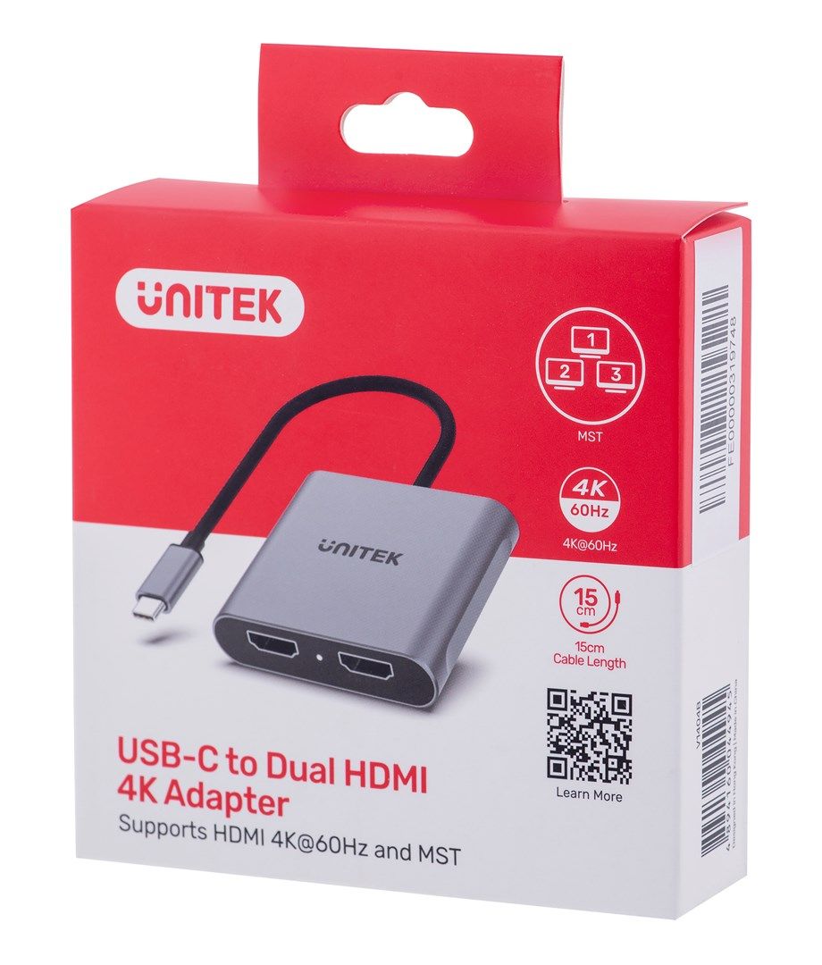 UNITEK ADAPTER USB-C  2x HDMI  4K@60HZ  MST  V1404B_5