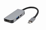 Gembird A-CM-COMBO3-02 USB Type-C 3-in-1 multi-port adapter (USB port + HDMI + PD)  silver_1