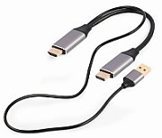 HDMI Male to DisplayPort Male + USB-A Male 4K Adapter Gembird A-HDMIM-DPM-01 Black_1