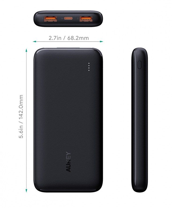 AUKEY PB-N73s Slim Power Bank 10000mAh PD 3.0 QC 3.0 4xUSB 20W Black_3