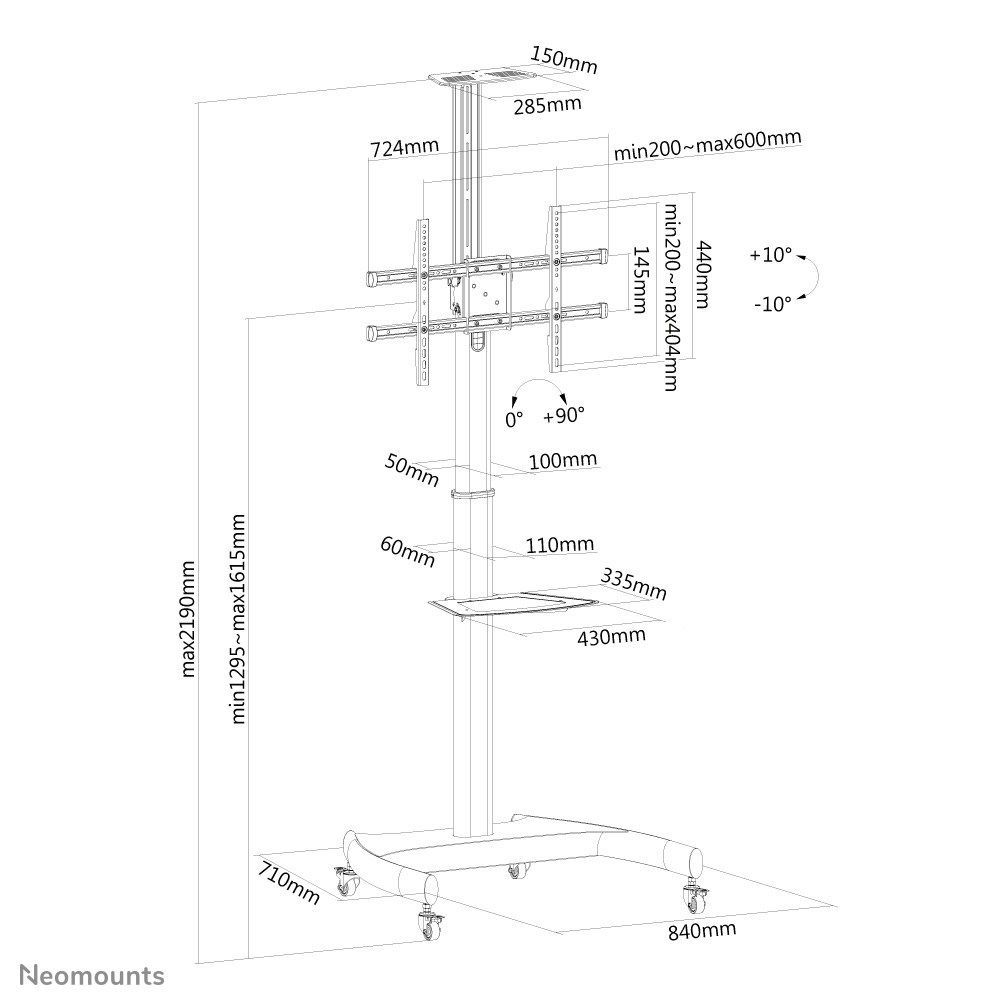 Neomounts PLASMA-M1900E vogn med hjul_3