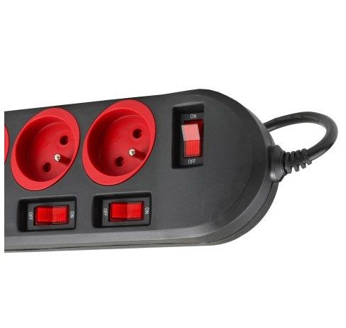 Maclean MCE204 power extension 1.5 m 5 AC outlet(s) Indoor Black  Red_5