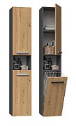 Topeshop NEL III ANT/ART bathroom storage cabinet Graphite  Oak