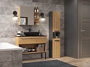 Topeshop NEL III ANT/ART bathroom storage cabinet Graphite  Oak