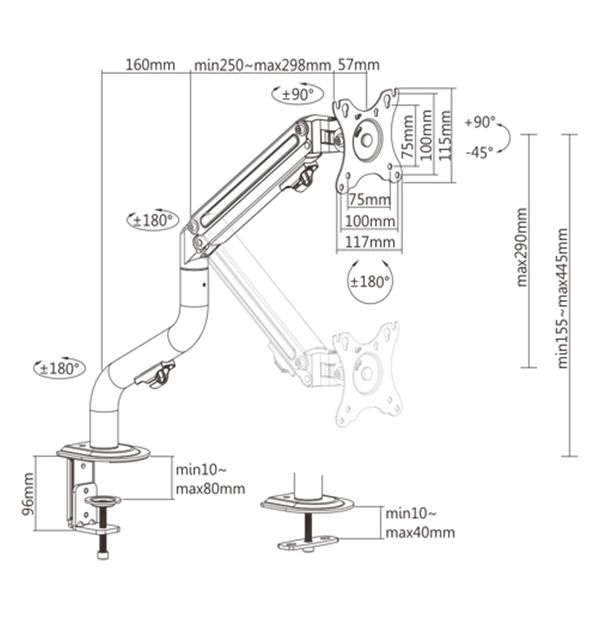 DISPLAY ACC MOUNTING ARM/17-32  MA-DA1-02 GEMBIRD_2