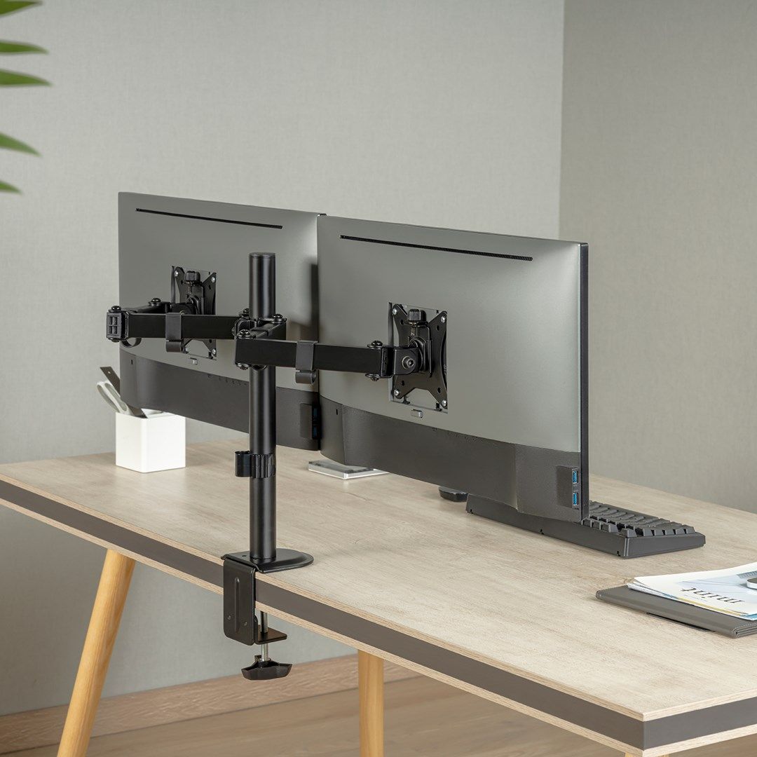 Maclean desk mount for 2 monitors  VESA 75x75 and 100x100  17-32   2x 9kg  MC-754N_6