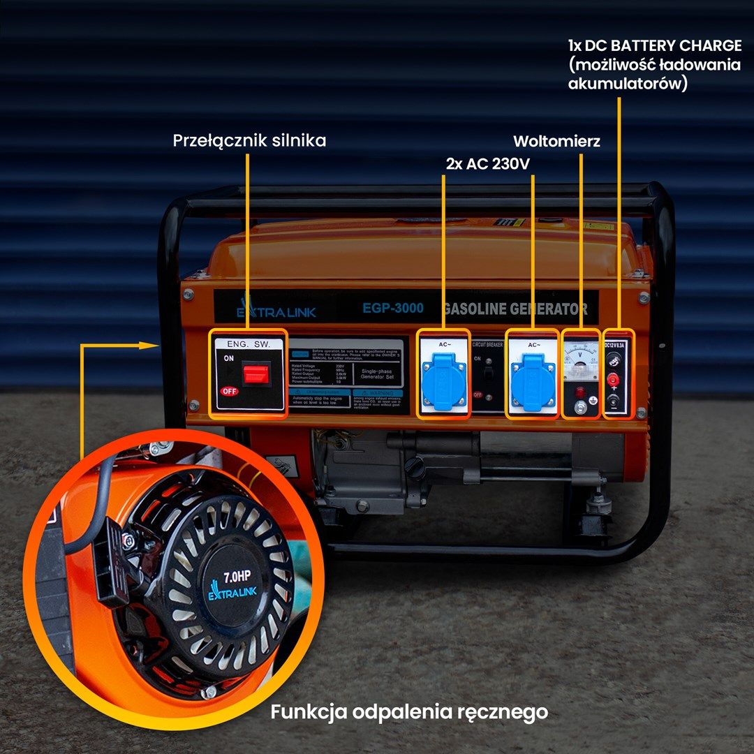 Extralink Power generator EGP-3000 petrol  3kW 1F_6