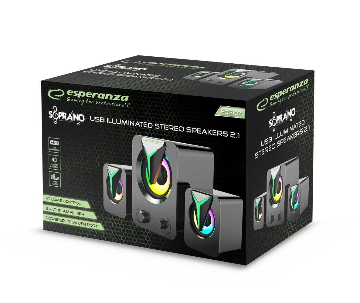 Esperanza EGS107 Speakers 2.1 USB LED 5 W Black_4