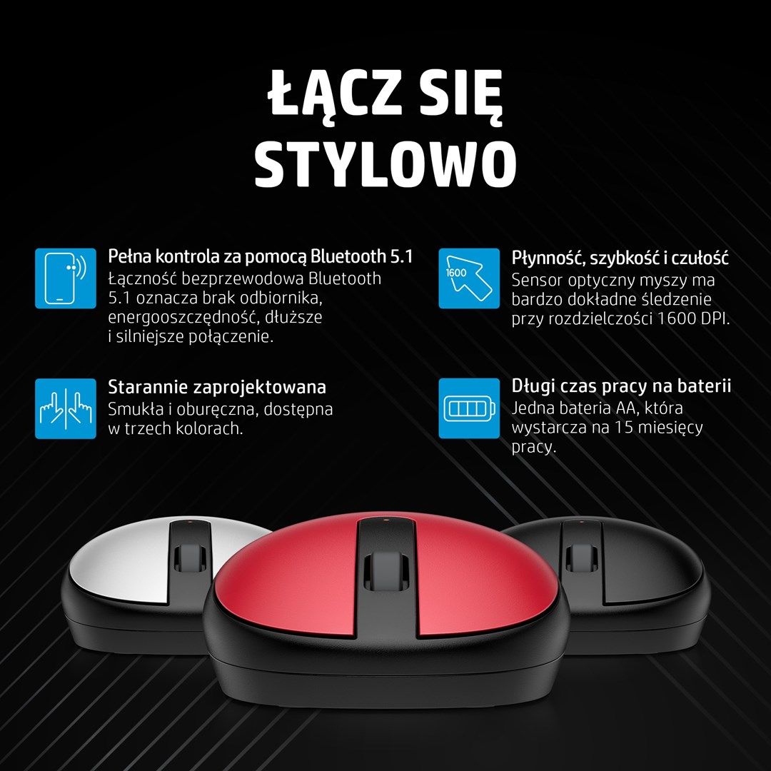 Mysz HP 240 Lunar White Bluetooth Mouse bezprzewodowa biała 793F9AA_6