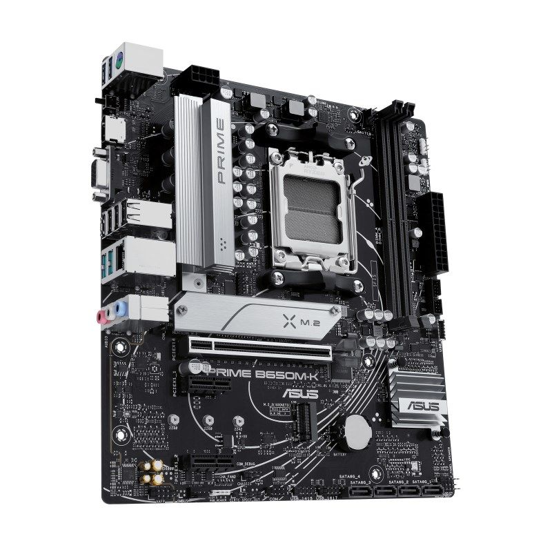 Asus | PRIME B650M-K | Processor family AMD | Processor socket AM5 | DDR5 | Supported hard disk drive interfaces SATA  M.2 | Number of SATA connectors 4_3