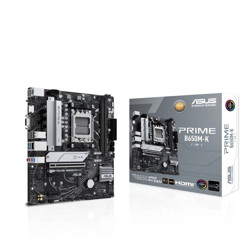 Asus | PRIME B650M-K | Processor family AMD | Processor socket AM5 | DDR5 | Supported hard disk drive interfaces SATA  M.2 | Number of SATA connectors 4_7