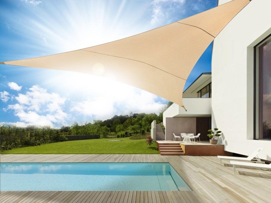 UV shader garden sail GreenBlue  polyester  3.6m triangle  cream  water-repellent surface  GB500_3