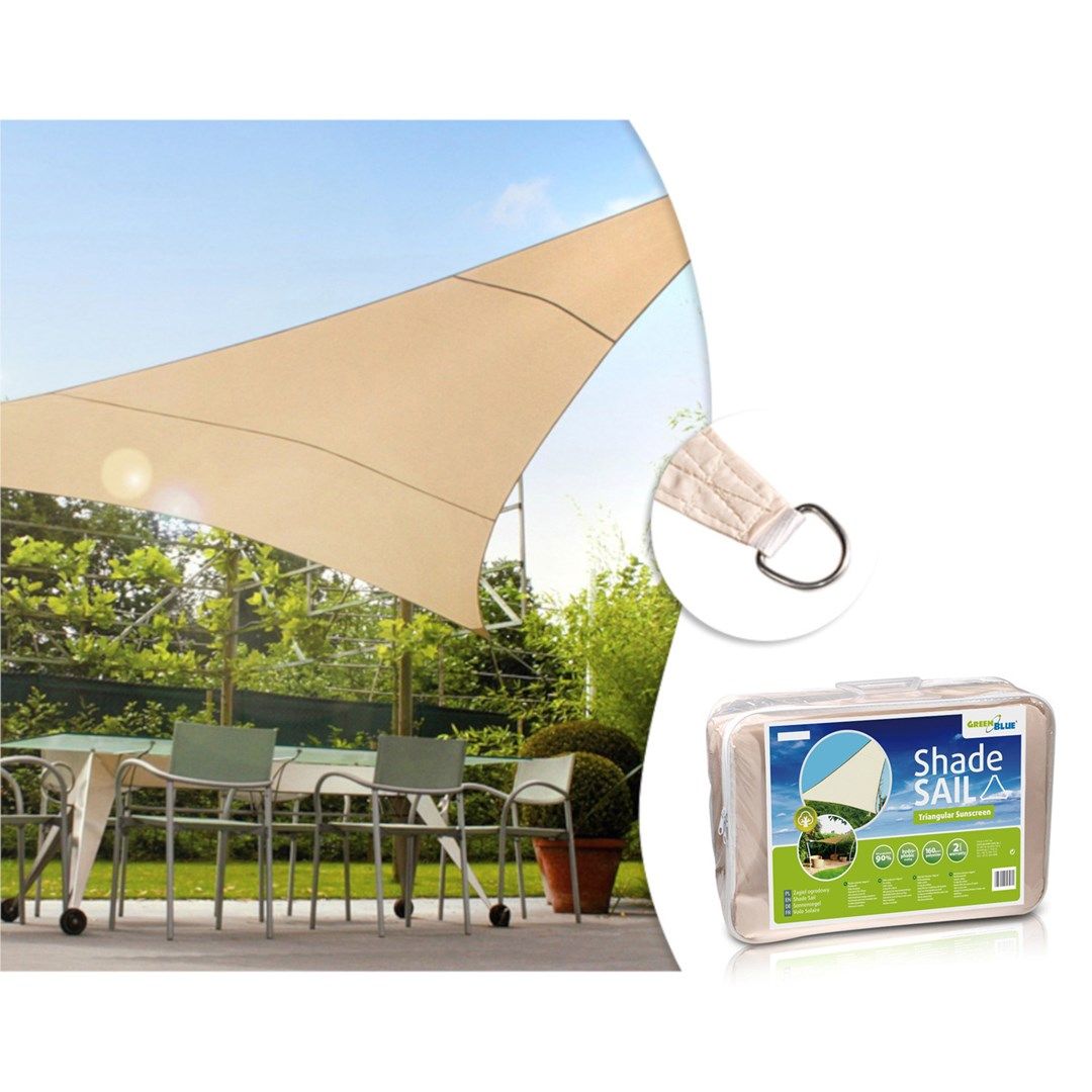 UV shader garden sail GreenBlue  polyester  3.6m triangle  cream  water-repellent surface  GB500_10