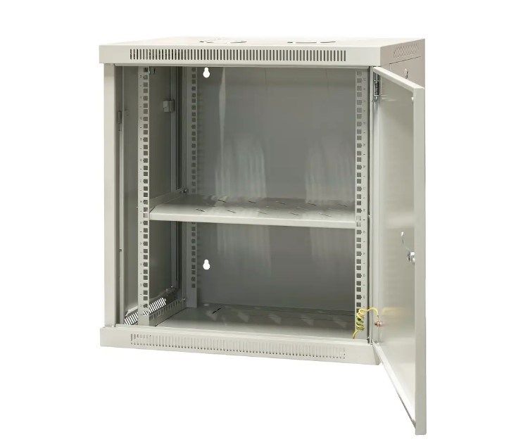 EMITERNET Single wall-mounted cabinet 19'' 12U  full sheet metal door  600×450×635mm width/depth/height. EM/AP6412-B_2