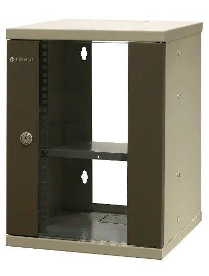 EMITERNET Single hanging cabinet 10'' 9U  sheet metal/glass doors  325×330x445mm (width/depth/height) EM/SOHO-9U_2