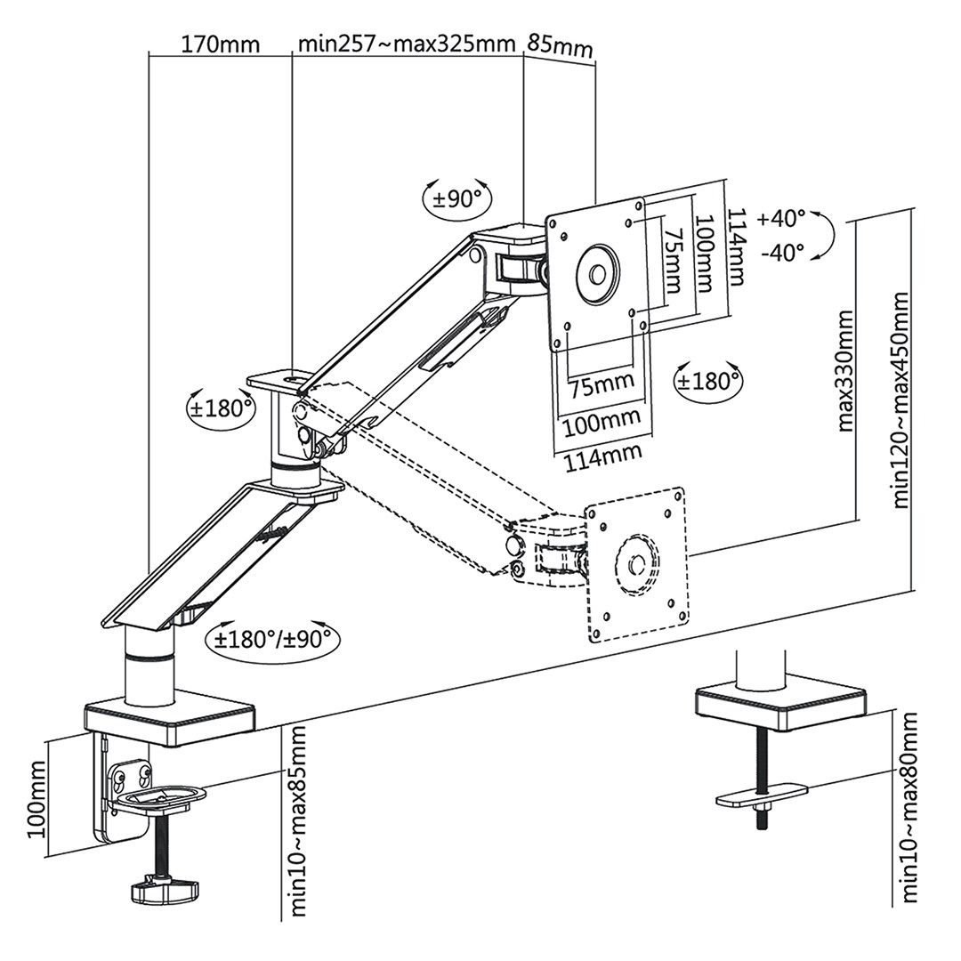 NanoRS Monitor TV Desk Mount Adjustable Tilt 17  - 32  8kg Gaming VESA LCD LED_8