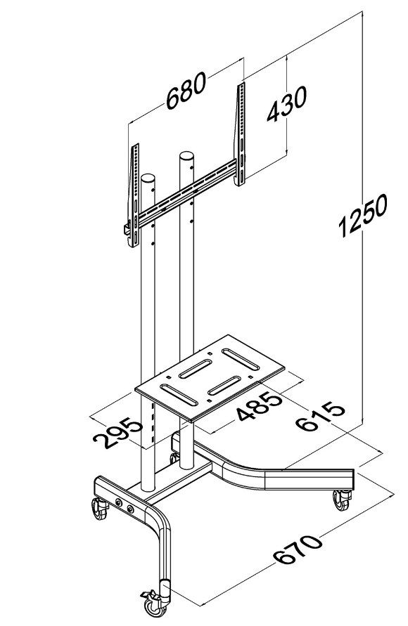 TV trolley stand Maclean  professional  on wheels  max 32-65   max 40kg  MC-739_10