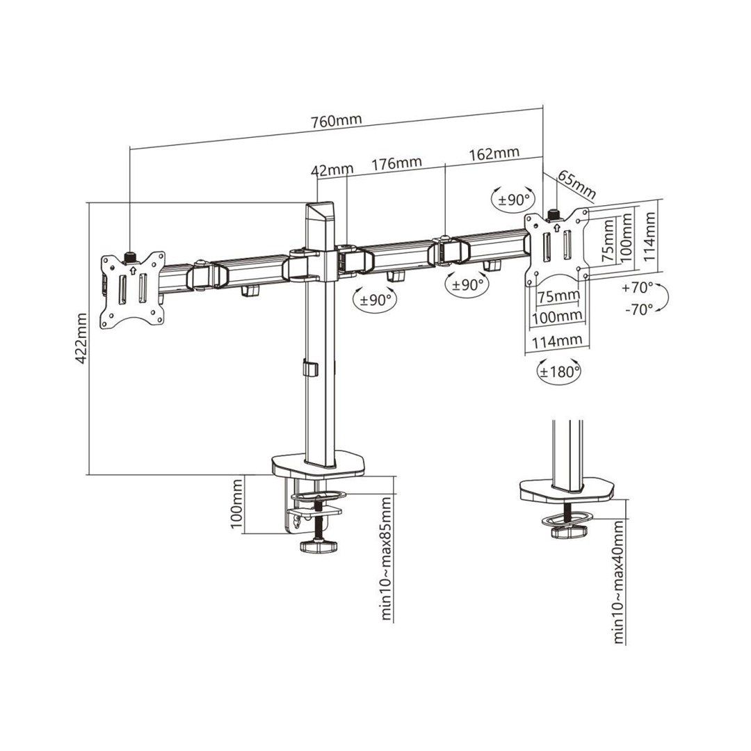 Built-in bracket for two Deluxe Ergo Office monitors  17 -32   max. 9kg  ER-449_7