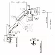 Ergo Office Aluminium Monitor Mount with Gas Spring  Double Arm  VESA 75x75/100x100  17 -32  10 kg Silver  ER-447_2