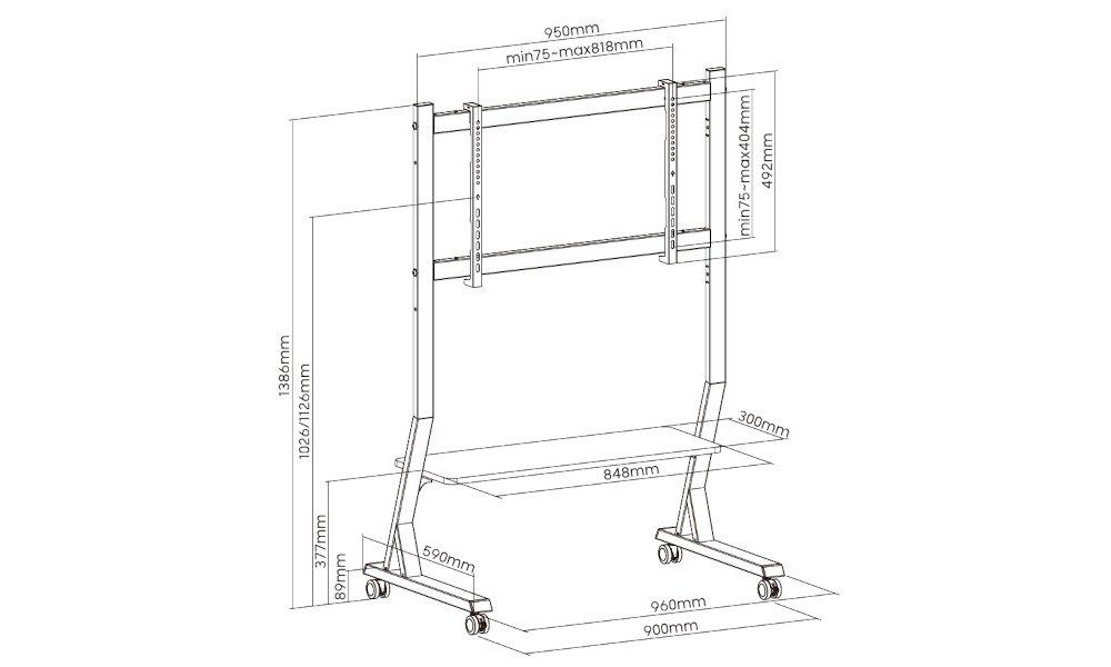 ART SD-22 MOBILE STAND + LCD/LED TV MOUNT 45-90  60KG_3