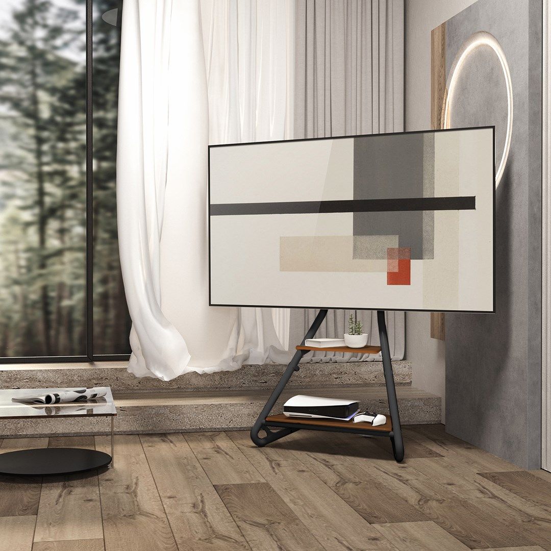 Maclean MC-455 Freestanding Corner TV Stand in Bauhaus Style  Free-standing TV Holder with Two Levels  Made of Wood  Load Capacity up to 10 kg  TV Mount up to 40 kg  37-75''  Max. VESA 600x400  Max. Height 1460mm_3