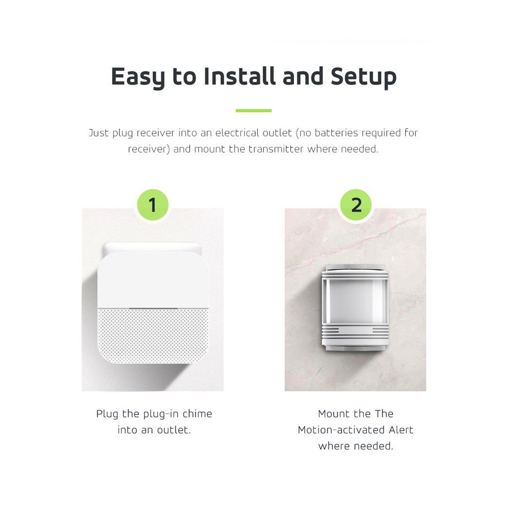 GreenBlue wireless entry signal  motion sensor  52 melodies  white  230V AC  max 8 sensors  GB212_7