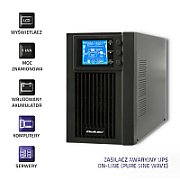 Qoltec 53042 Uninterruptible Power Supply | On-line | Pure Sine Wave | 1kVA | 800W | LCD_3