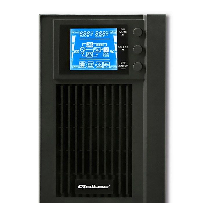 Qoltec 53042 Uninterruptible Power Supply | On-line | Pure Sine Wave | 1kVA | 800W | LCD_4