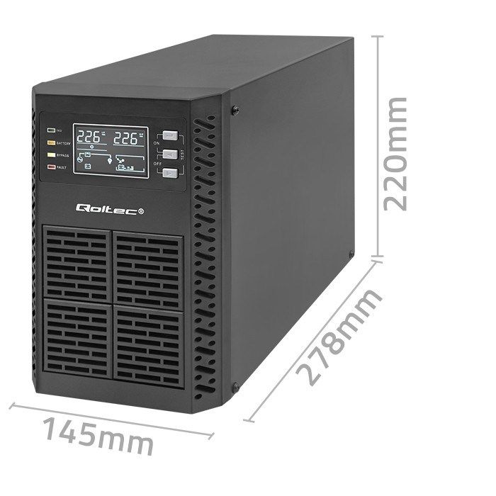 Qoltec 52280 Uninterruptible Power Supply UPS | 1kVA | 1000W | Power factor 1.0 | LCD | EPO | USB | On-line_17
