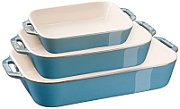 Set of 3 rectangular Staub ceramic platters - Antique turquoise_2