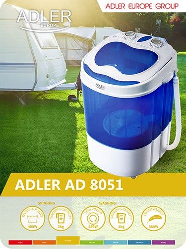 Adler AD 8051 washing machine Top-load 3 kg Blue  White_8