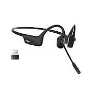 SHOKZ OpenComm2 UC Wireless Bluetooth Bone Conduction Videoconferencing Headset with USB-C adapter | 16 Hr Talk Time  29m Wireless Range  1 Hr Charge Time | Includes Noise Cancelling Boom Mic and Dongle  Black (C110-AC-BK)_1