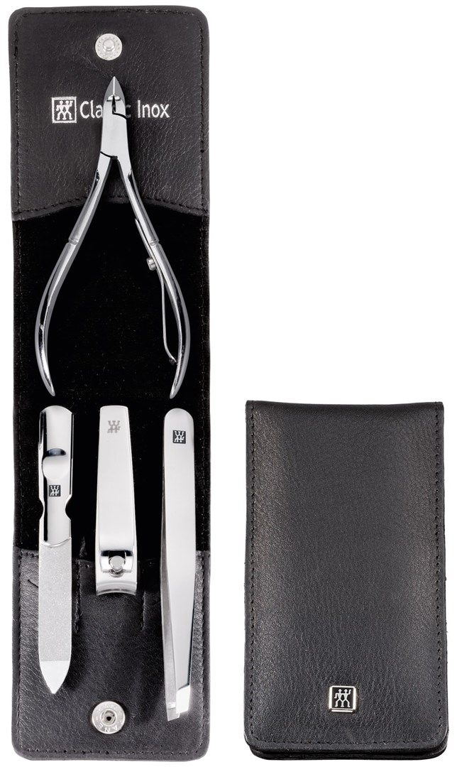 Zwilling Classic Inox Travel Kit - Black Leather Case  4 Pieces - Black_5